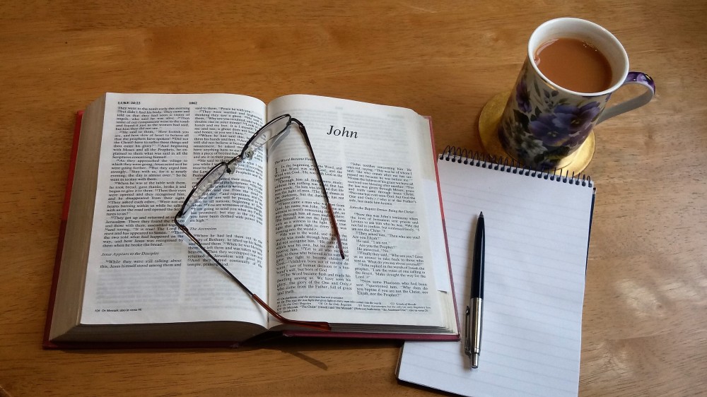 Bible, Notebook and Coffee